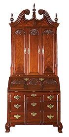 Six-shell Secretary, Newport, R.I., c 1760-1775/2005, by Gregory W. Guenther: Mahogany, poplar & pine; 103 x 42 1/2 x 25 3/4"; On loan from private owner.