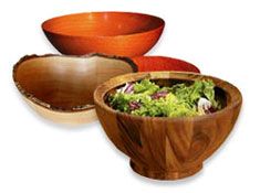 Turned wood salad bowls